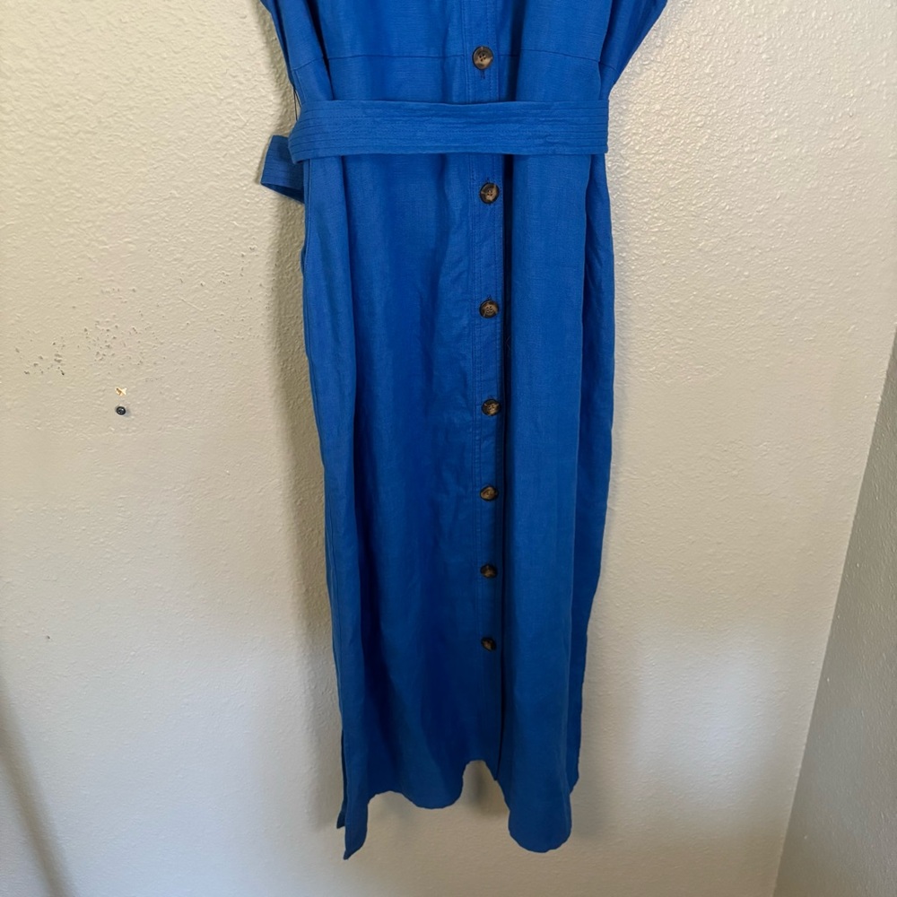 Boden Sleeveless Button-Front Midi Dress in Bright Blue - Picture 5 of 10